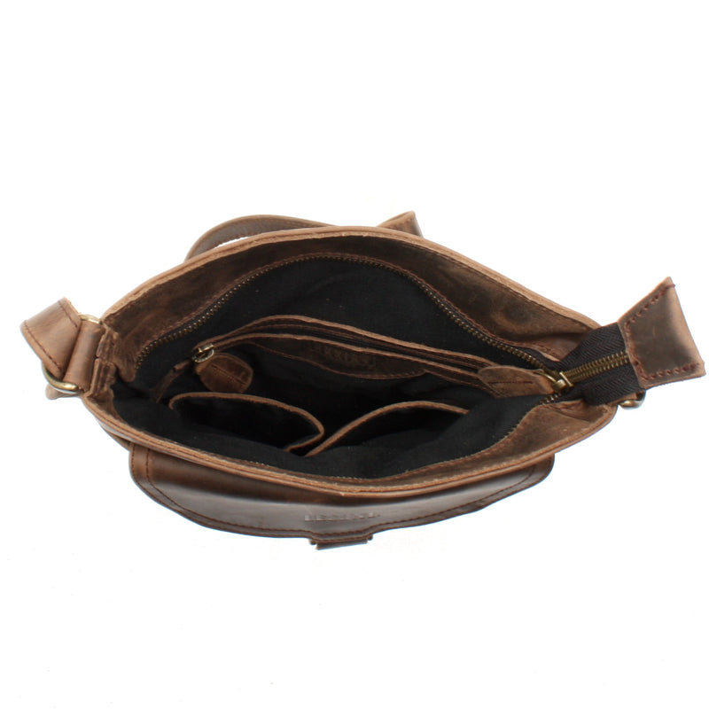Leconi Umhängetasche Schultertasche Damen Herren Used Look Leder schlamm LE3072 Nur für heute