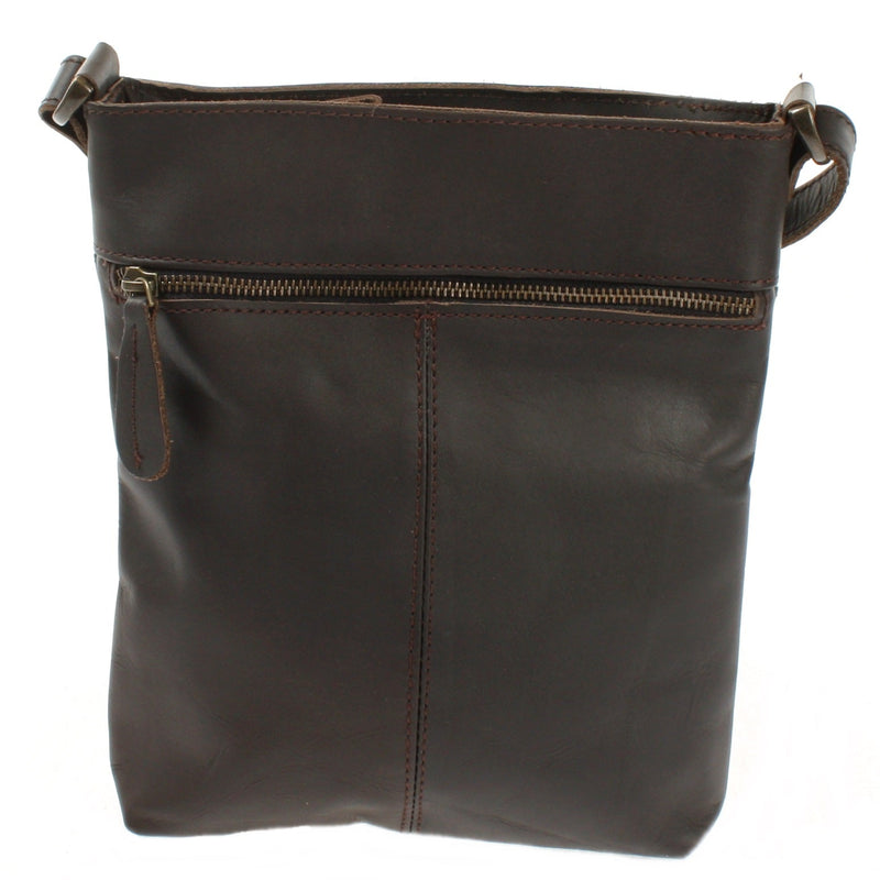 Leconi Umhängetasche Schultertasche Damen Herren Used Look Leder dunkelbraun LE3072 Sonderangebot der Fabrik