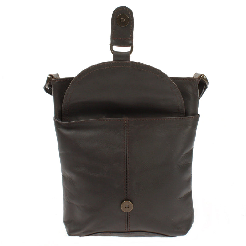 Leconi Umhängetasche Schultertasche Damen Herren Used Look Leder dunkelbraun LE3072 Sonderangebot der Fabrik