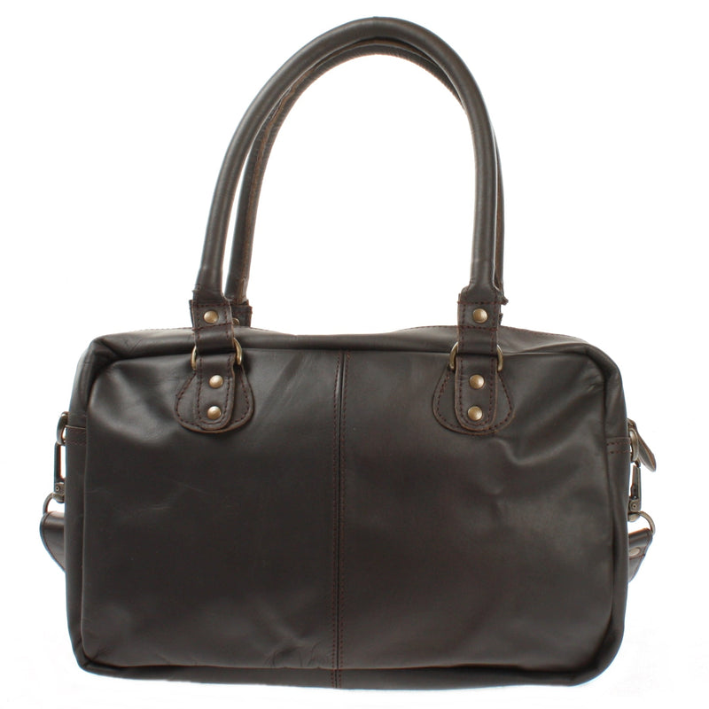 Leconi Schultertasche Handtasche Henkeltasche Damen Leder dunkelbraun LE0046 Bis zu 55% Rabatt