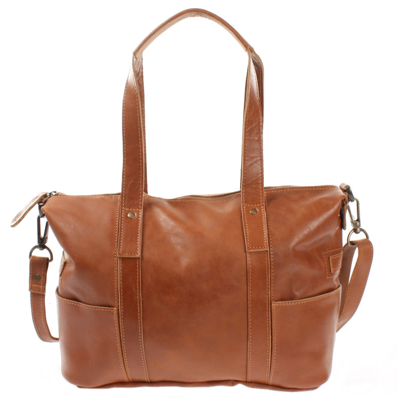 Leconi Shopper Schultertasche Henkeltasche Leder cognac LE0034 Discount Store für neue Produkte