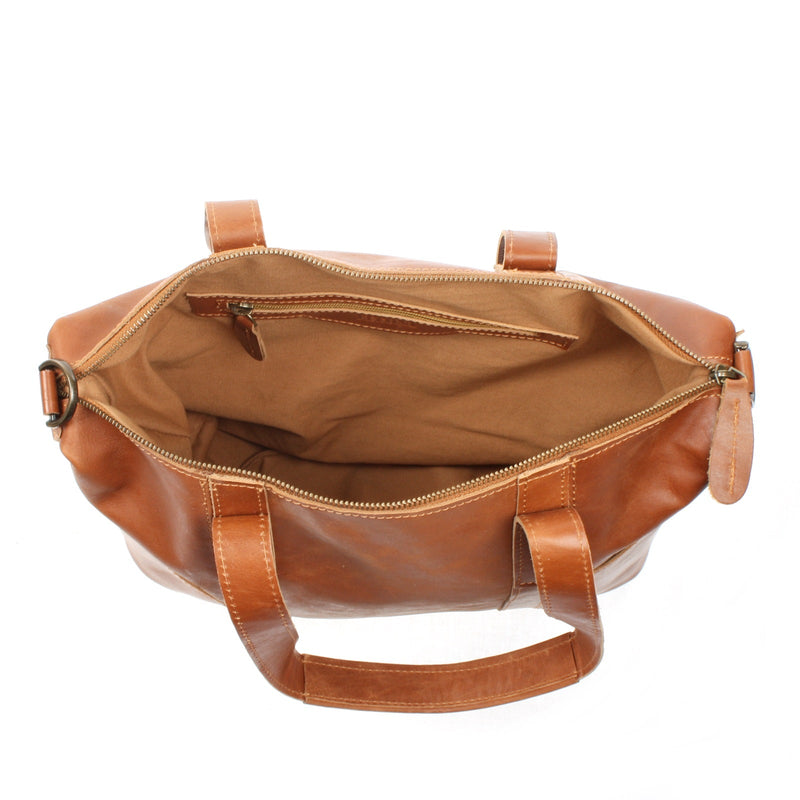Leconi Shopper Schultertasche Henkeltasche Leder cognac LE0034 Discount Store für neue Produkte