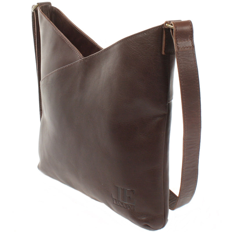 Leconi Schultertasche Damentasche Handtasche Leder dunkelbraun LE0065 50% Rabatt mit kostenlosem Versand