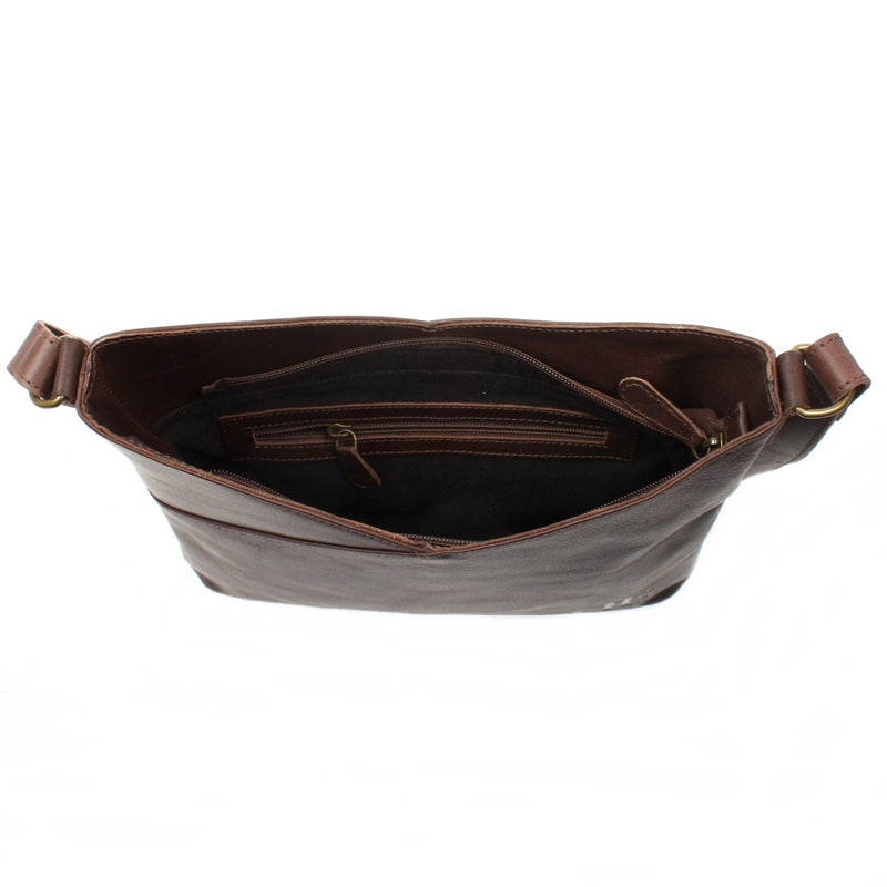 Leconi Schultertasche Damentasche Handtasche Leder dunkelbraun LE0065 50% Rabatt mit kostenlosem Versand