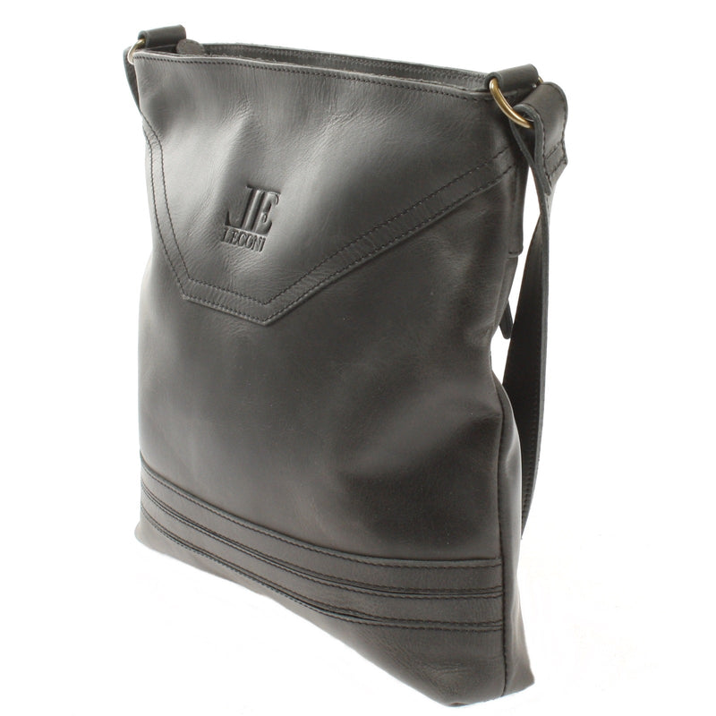 Leconi Umhängetasche Ledertasche Damen Schultertasche Leder dunkelgrau LE0066 Kostenloser Versand international