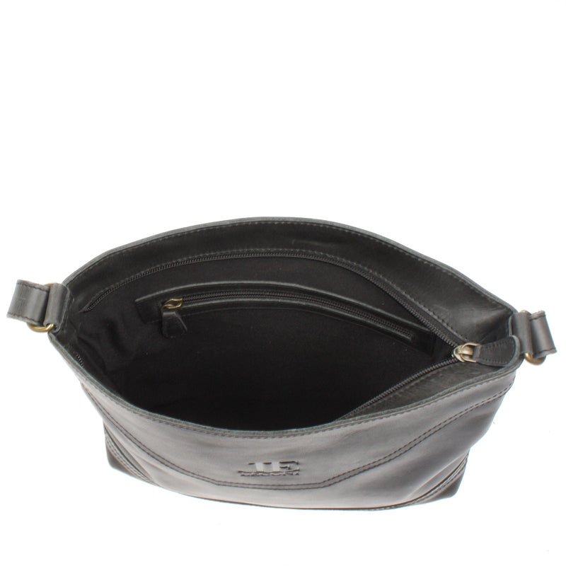 Leconi Umhängetasche Ledertasche Damen Schultertasche Leder dunkelgrau LE0066 Kostenloser Versand international