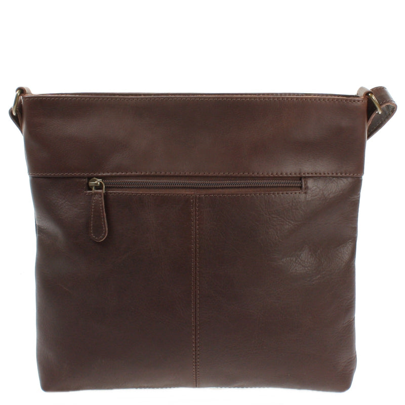 Leconi Umhängetasche Ledertasche Damen Schultertasche Leder dunkelbraun LE0066 Fabrikladen