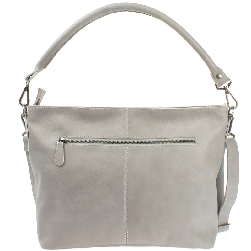Leconi Schultertasche Umhängetasche Ledertasche Leder Damen hellgrau LE0062 Speichern exportieren