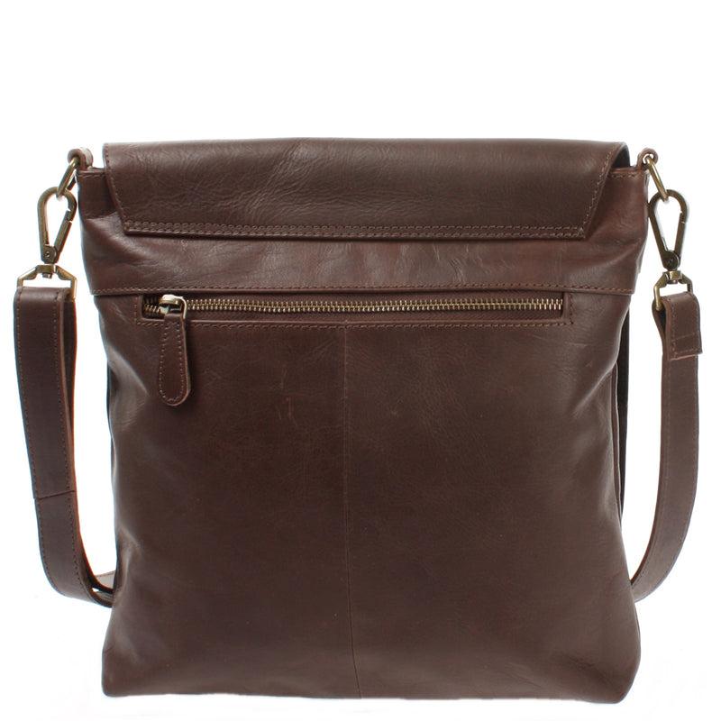 Leconi Umhängetasche Ledertasche Damen Schultertasche Leder dunkelbraun LE3073 Black Friday Preise
