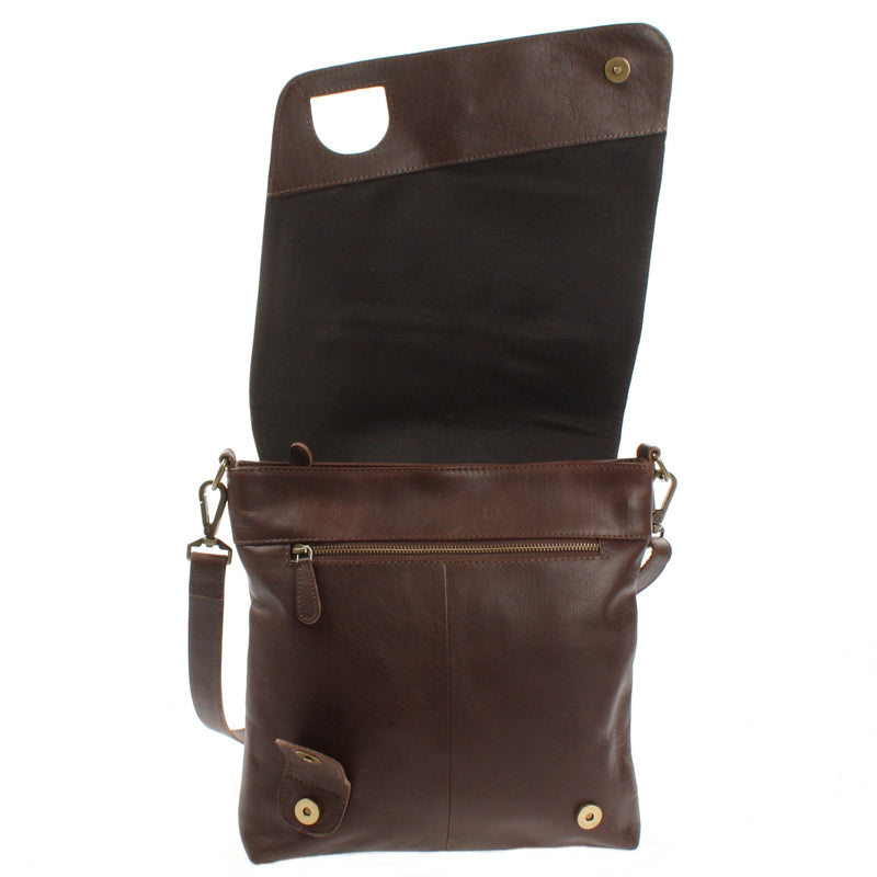 Leconi Umhängetasche Ledertasche Damen Schultertasche Leder dunkelbraun LE3073 Black Friday Preise