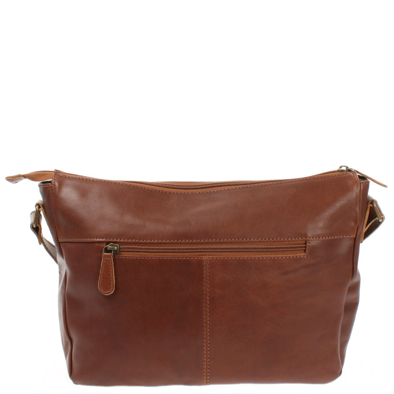 Leconi Umhängetasche Ledertasche Damen Herren Schultertasche Leder braun LE0067 zollfrei