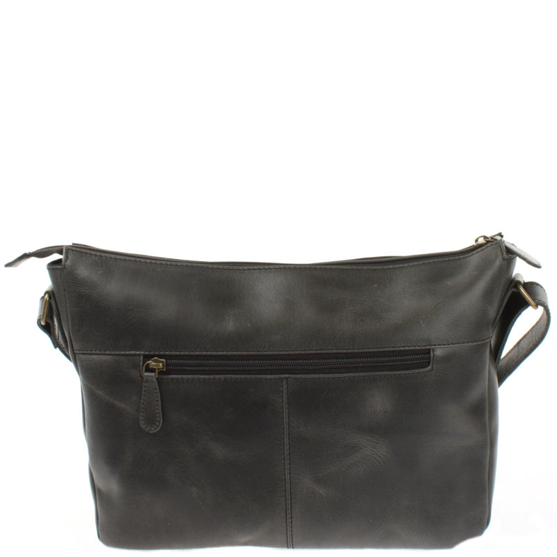Leconi Umhängetasche Ledertasche Damen Herren Schultertasche Leder dunkelgrau LE0067 50% Rabatt für begrenzte Zeit