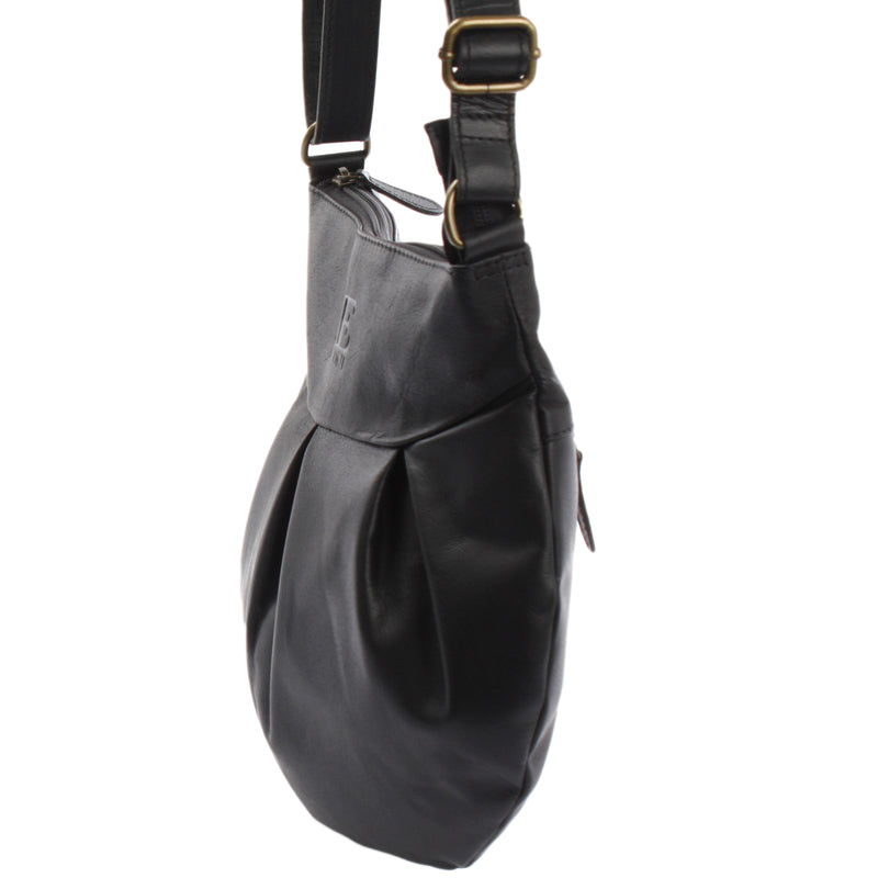Leconi kleine Umhängetasche Ledertasche Damentasche Schultertasche Leder schwarz LE0070 2025
