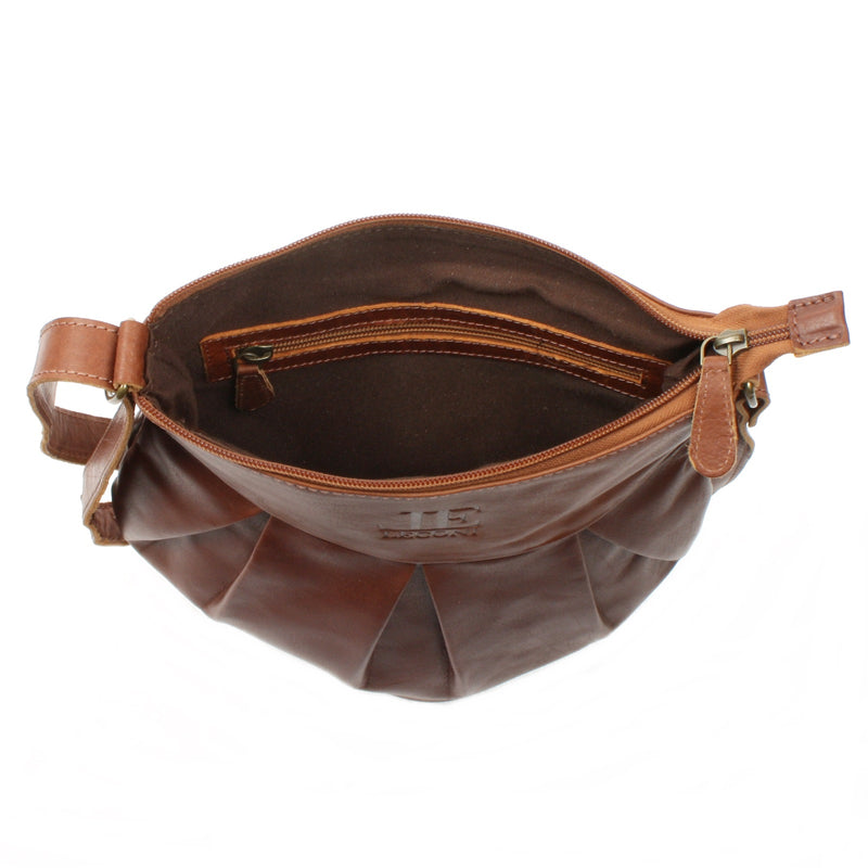 Leconi kleine Umhängetasche Ledertasche Damentasche Schultertasche Leder braun LE0070 Online