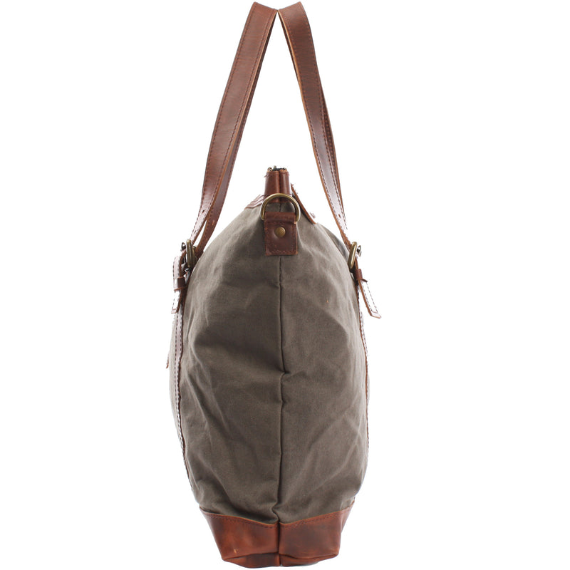 Leconi Weekender Reisetasche Shopper Damen Herren Leder Canvas grau LE2013 Auslauf
