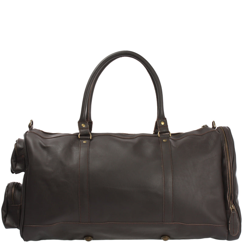 Leconi Reisetasche Weekender Sporttasche Ledertasche Damen Herren Leder dunkelbraun LE2017 Verkauf