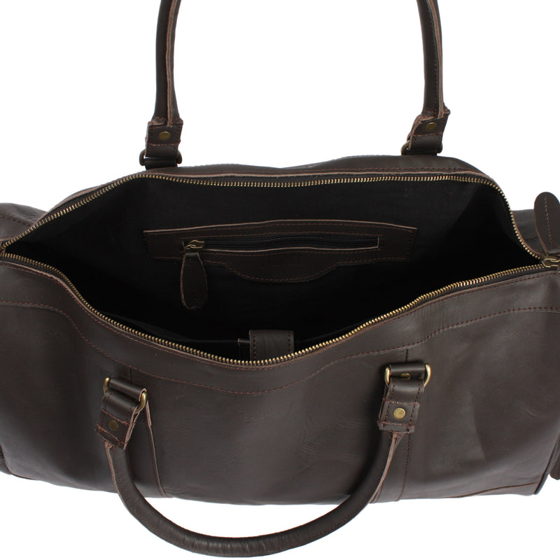 Leconi Reisetasche Weekender Sporttasche Ledertasche Damen Herren Leder dunkelbraun LE2017 Verkauf