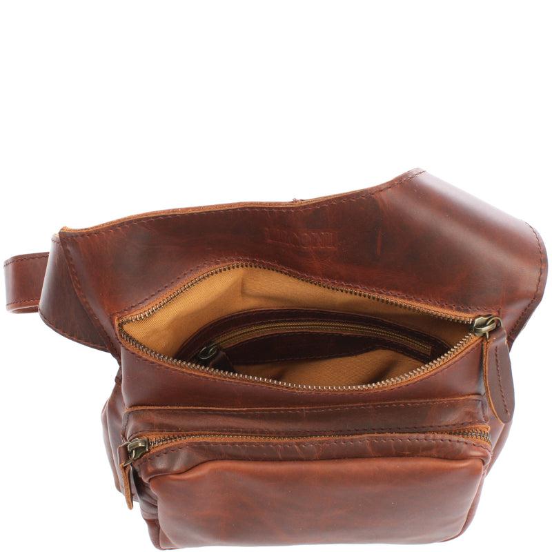 Leconi Umhängetasche Schultertasche Crossbag Damen Herren Leder braun LE3015 Angebote