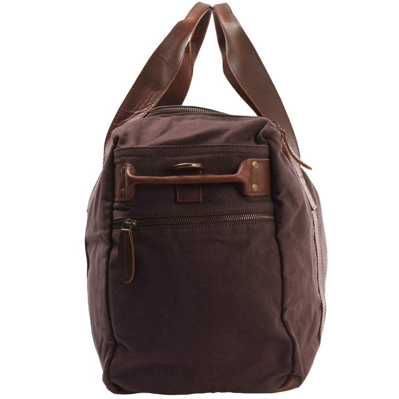 Leconi Weekender Sporttasche Reisetasche Damen Herren Leder Canvas mokka LE2014 Hotsell