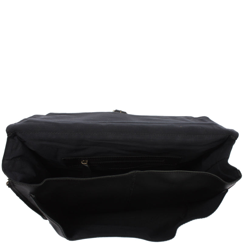 Leconi Aktentasche Businesstasche Messenger Bag Vintage Leder schwarz LE3008 im Angebot