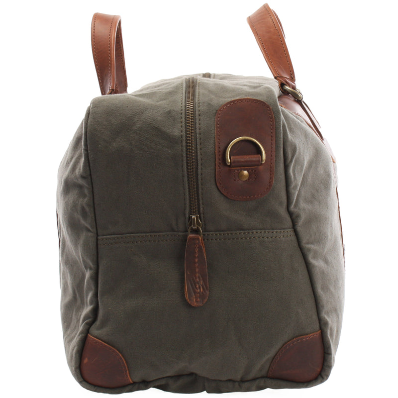 Leconi kleine Reisetasche Weekender Canvas Leder grün LE2009 Günstiger Verkauf