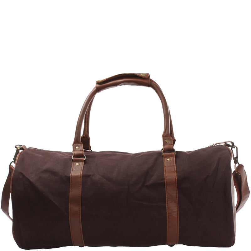 Leconi Weekender Reisetasche Sporttasche vintage Leder Canvas mokka LE2004 Blitzverkäufe