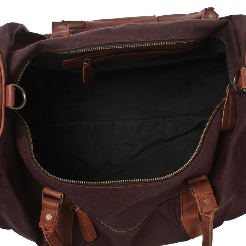 Leconi Weekender Reisetasche Sporttasche vintage Leder Canvas mokka LE2004 Blitzverkäufe