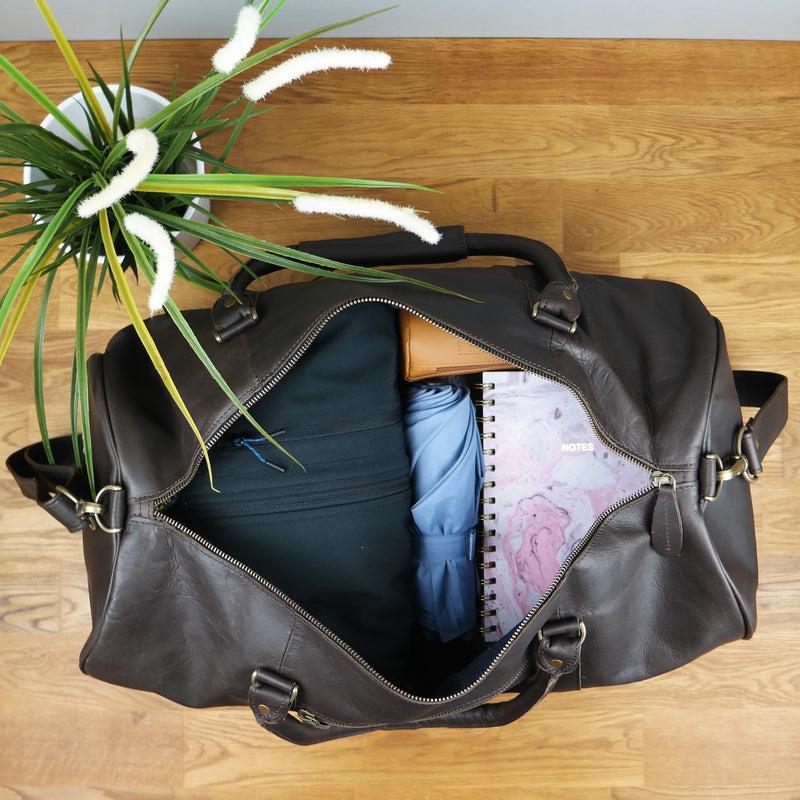 Leconi Weekender Reisetasche Sporttasche vintage Leder dunkelbraun LE2004 Kostenloser Versand