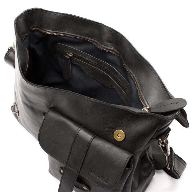 Leconi Messenger Bag Collegetasche DIN A4 Kuriertasche Leder schwarz LE3032 Limitierter Zeitrabatt