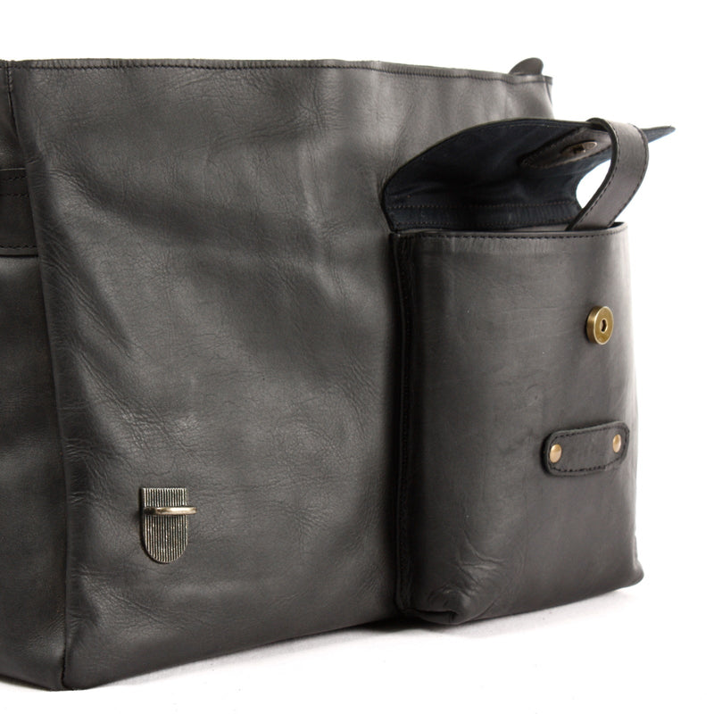 Leconi Messenger Bag Collegetasche DIN A4 Kuriertasche Leder schwarz LE3032 Limitierter Zeitrabatt