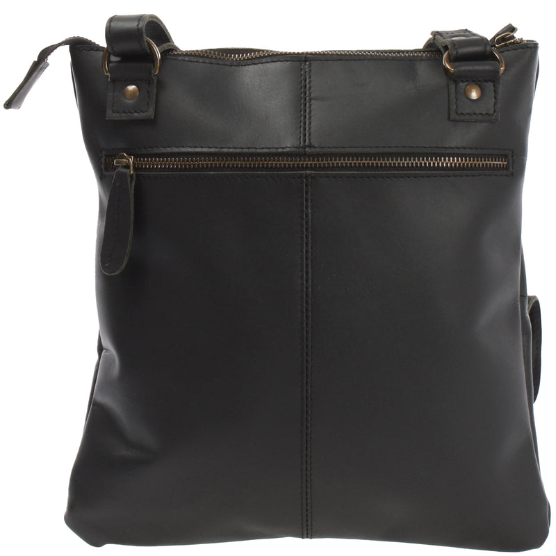 Leconi Umhängetasche Schultertasche Damen Herren Used Look Leder schwarz LE3011 Fabrikpreis