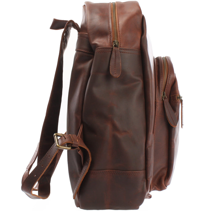 Leconi Rucksack Lederrucksack Freizeitrucksack Damen Herren Leder braun LE1017 Sonderangebot