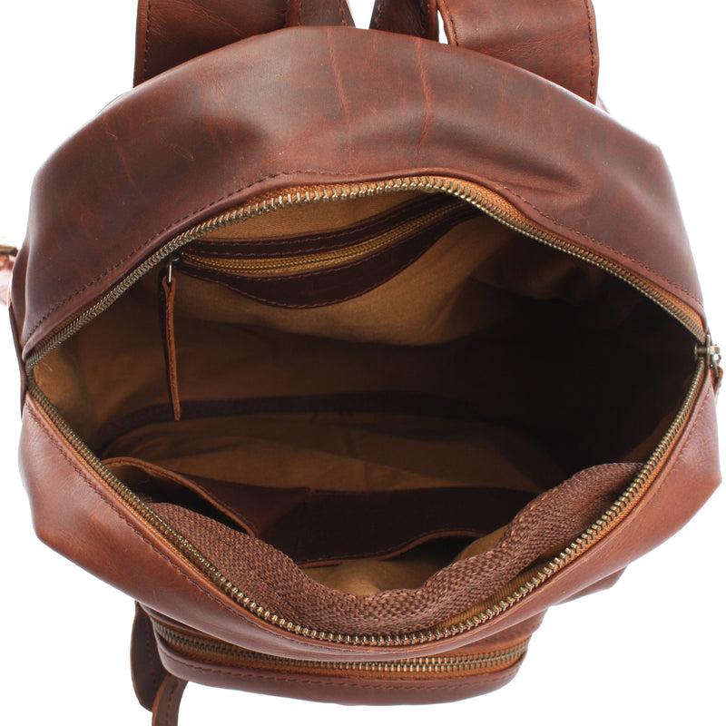 Leconi Rucksack Lederrucksack Freizeitrucksack Damen Herren Leder braun LE1017 Sonderangebot
