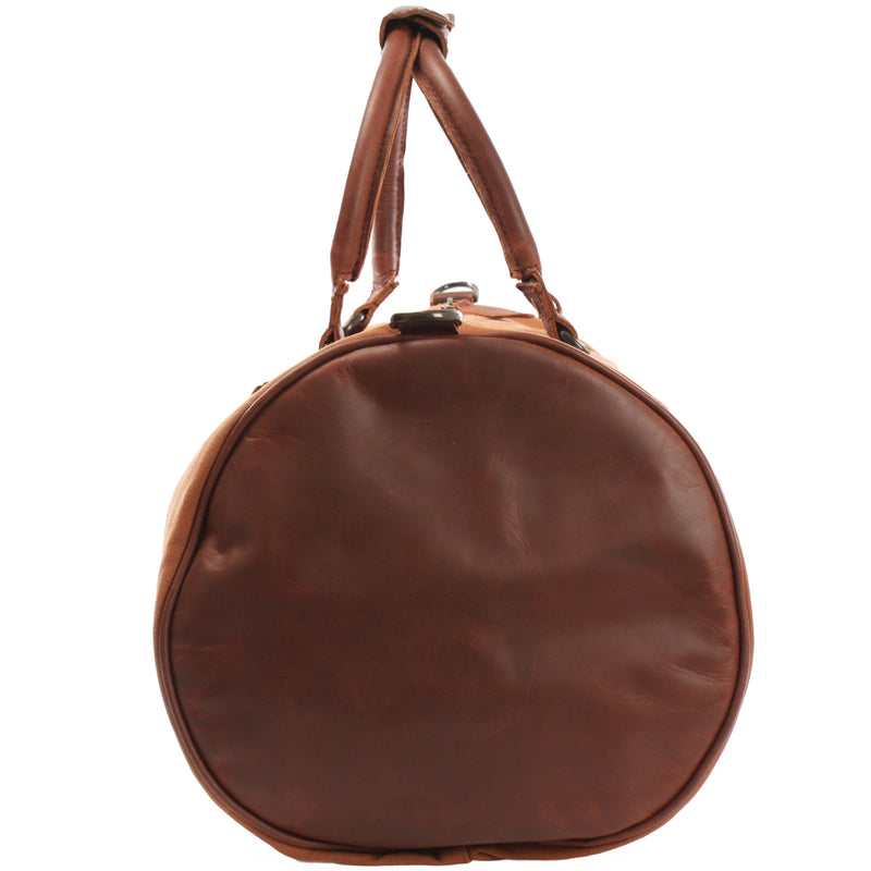 Leconi Weekender Reisetasche Sporttasche vintage Leder Canvas cognac LE2004 Rabatt