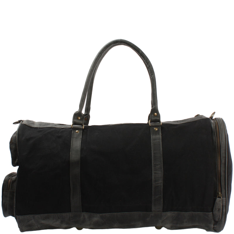 Leconi Reisetasche Weekender Sporttasche Damen Herren Leder Canvas schwarz LE2017 Günstig kaufen
