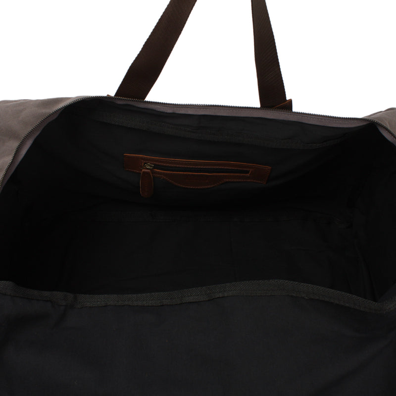 Leconi großer Weekender Reisetasche Sporttasche Damen Herren Leder Canvas grau LE2019 Versandkostenfrei