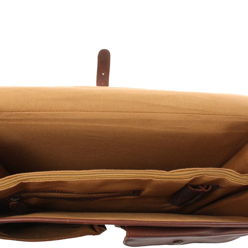Leconi Aktentasche große Businesstasche Collegetasche Damen Herren Leder braun LE3014 Flash Sale