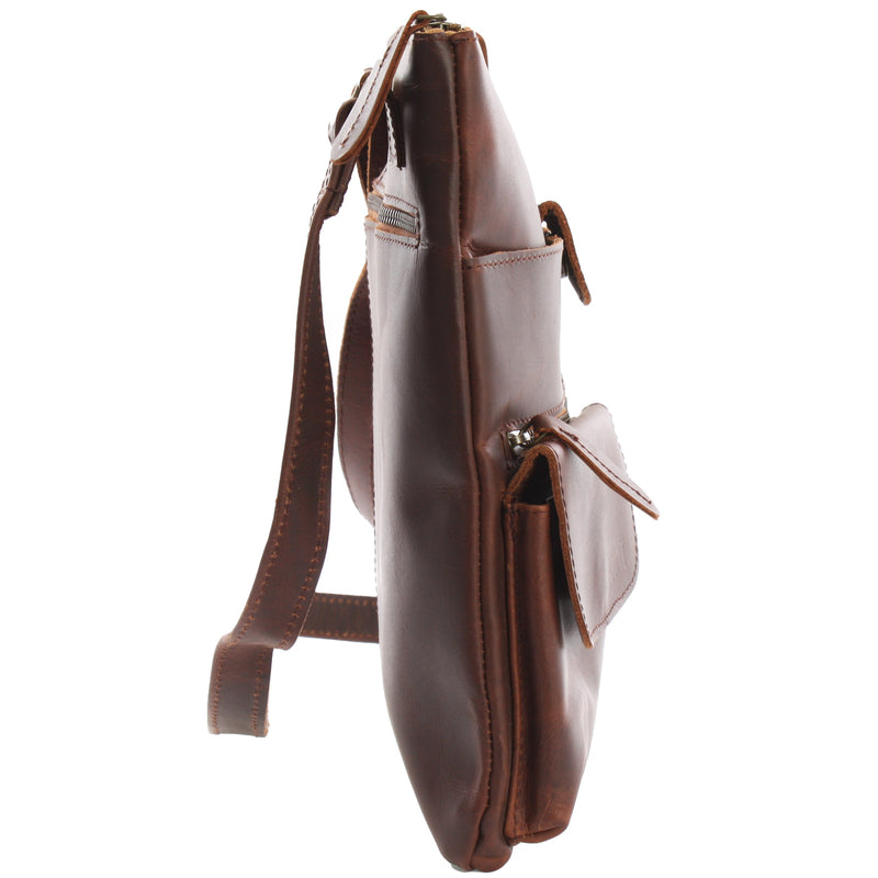 Leconi Umhängetasche Schultertasche Damen Herren Used Look Leder braun LE3011 Begrenztes Angebot