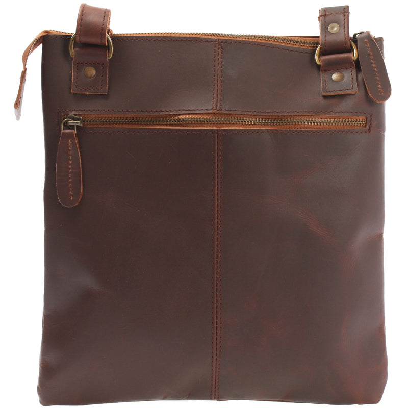 Leconi Umhängetasche Schultertasche Damen Herren Used Look Leder braun LE3011 Begrenztes Angebot