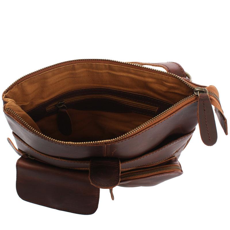 Leconi Umhängetasche Schultertasche Damen Herren Used Look Leder braun LE3011 Begrenztes Angebot