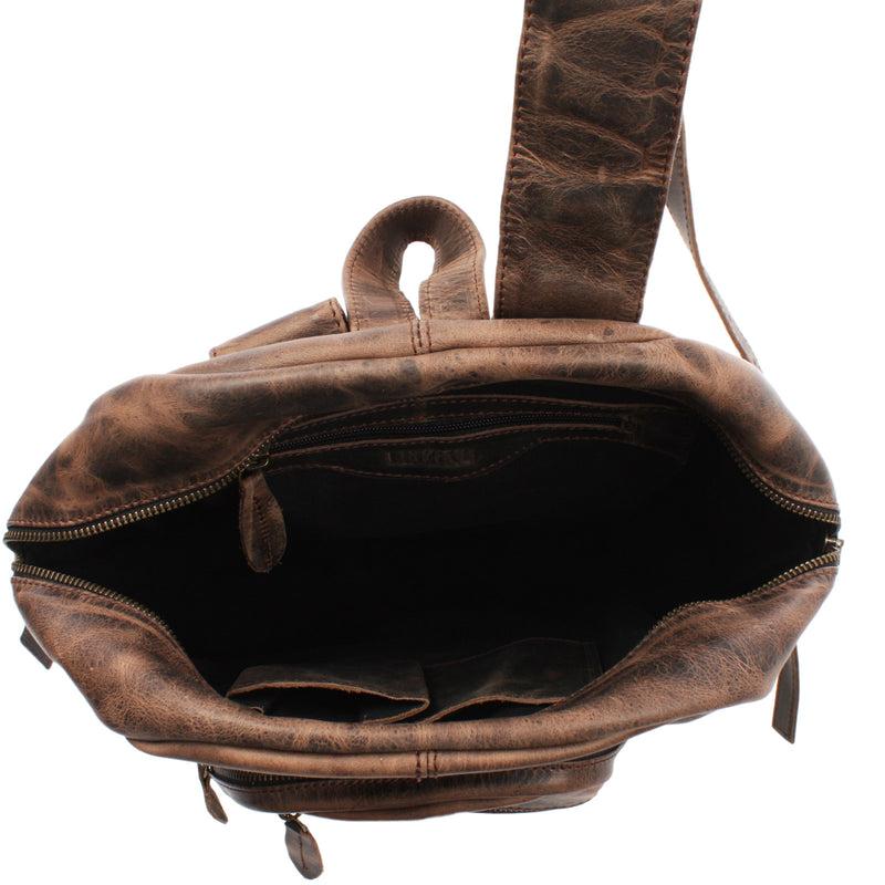 Leconi Rucksack Lederrucksack Freizeitrucksack Damen Herren Leder schlamm LE1017 Online Shopping