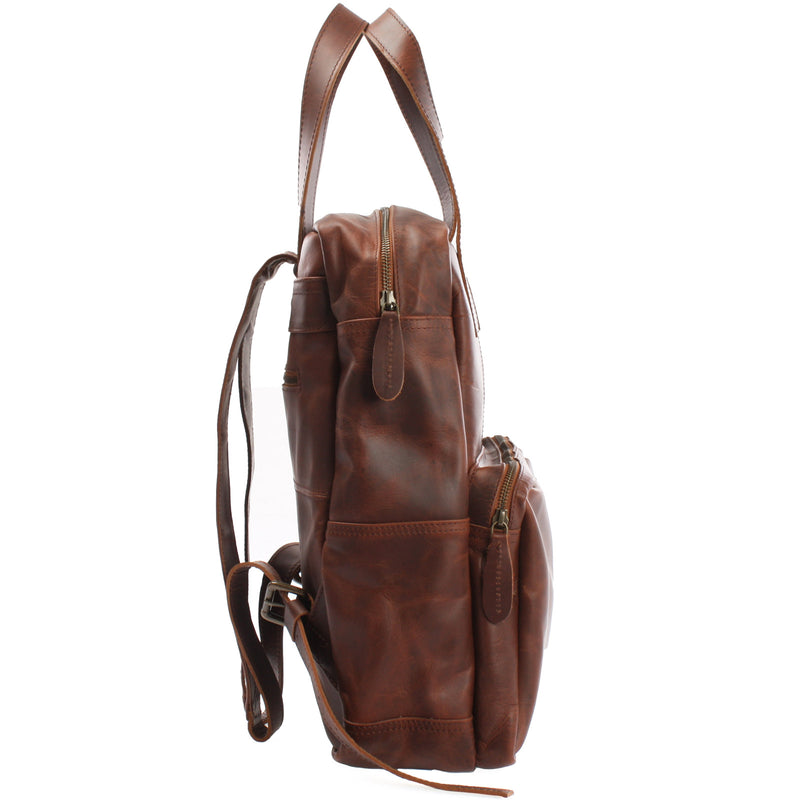 Leconi Lederrucksack Freizeitrucksack Damen Herren DIN A4 Leder braun LE1019 Preisnachlass