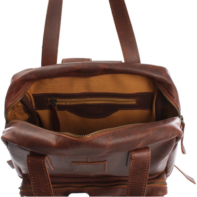 Leconi Lederrucksack Freizeitrucksack Damen Herren DIN A4 Leder braun LE1019 Preisnachlass