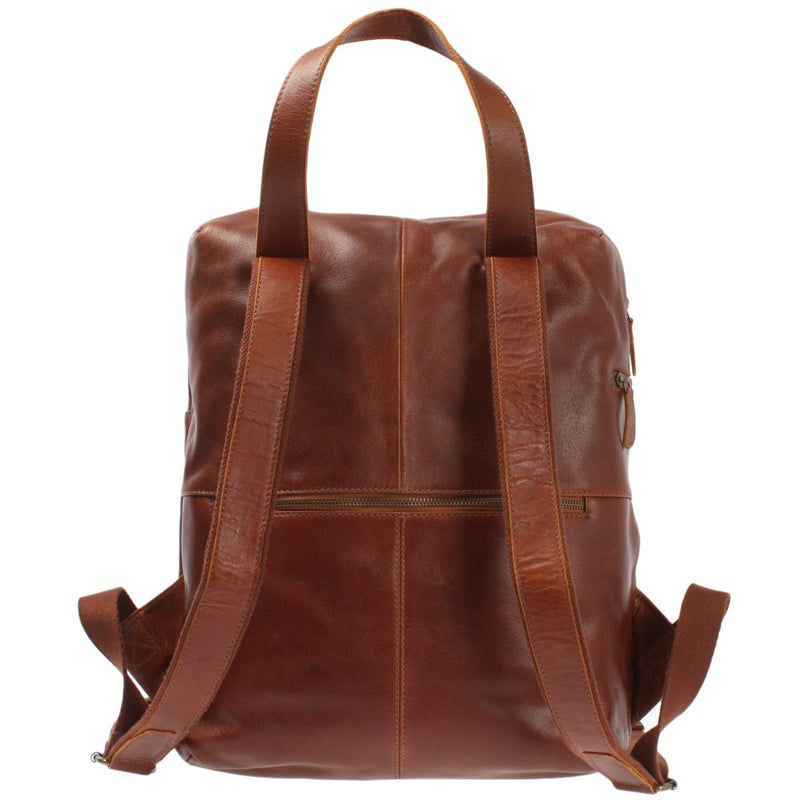 Leconi großer Rucksack Lederrucksack Freizeitrucksack Damen Herren Leder braun LE1020 Saisonschlussverkauf