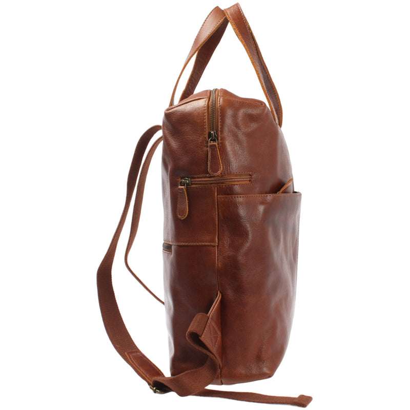 Leconi großer Rucksack Lederrucksack Freizeitrucksack Damen Herren Leder braun LE1020 Saisonschlussverkauf