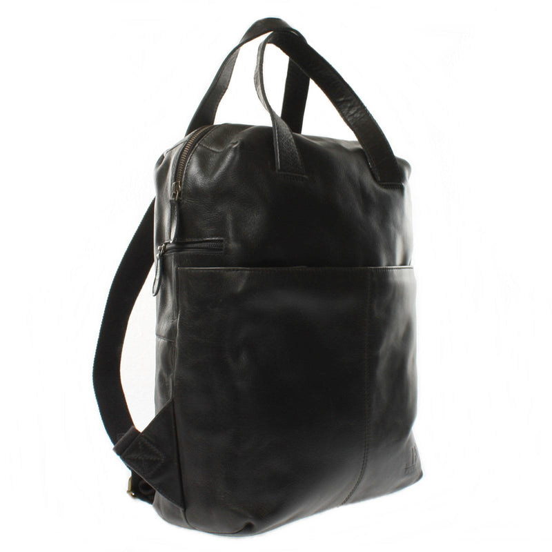 Leconi großer Rucksack Lederrucksack Freizeitrucksack Damen Herren Leder schwarz LE1020 Black Friday