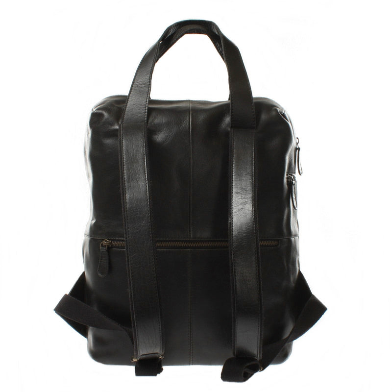 Leconi großer Rucksack Lederrucksack Freizeitrucksack Damen Herren Leder schwarz LE1020 Black Friday
