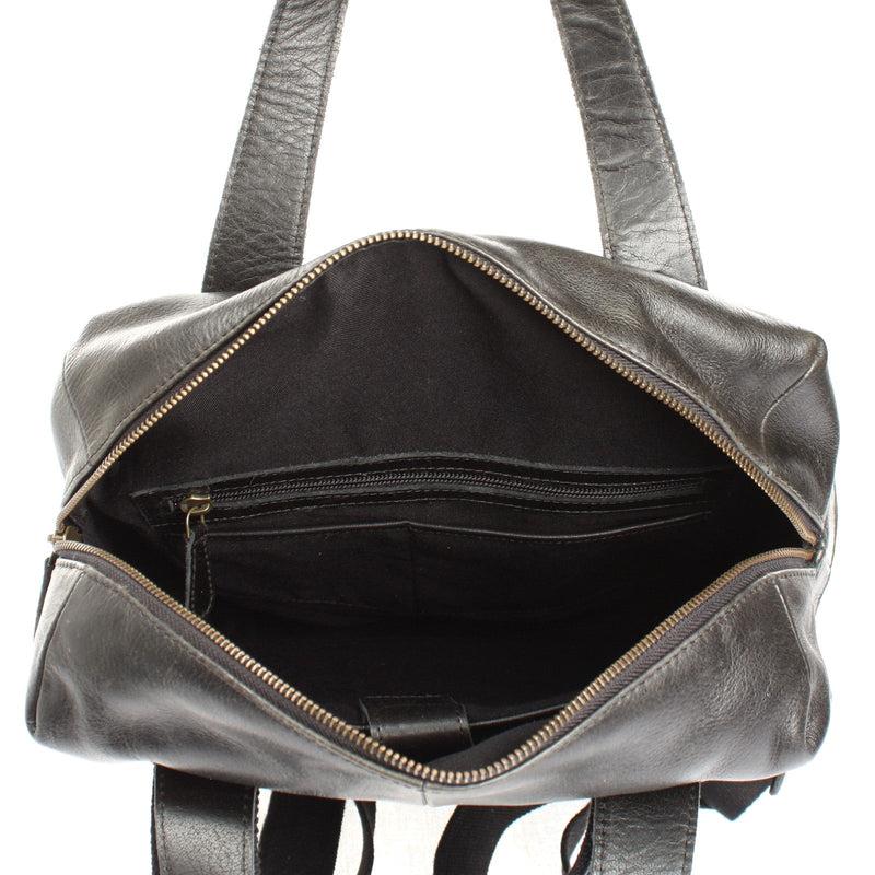 Leconi großer Rucksack Lederrucksack Freizeitrucksack Damen Herren Leder schwarz LE1020 Black Friday