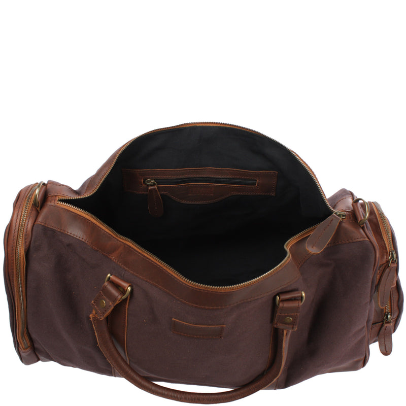 Leconi Reisetasche Weekender Sporttasche Damen Herren Leder Canvas mokka LE2017 Cyber Monday