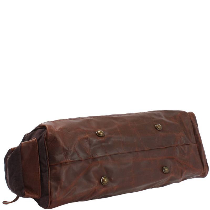 Leconi Reisetasche Weekender Sporttasche Damen Herren Leder Canvas mokka LE2017 Cyber Monday